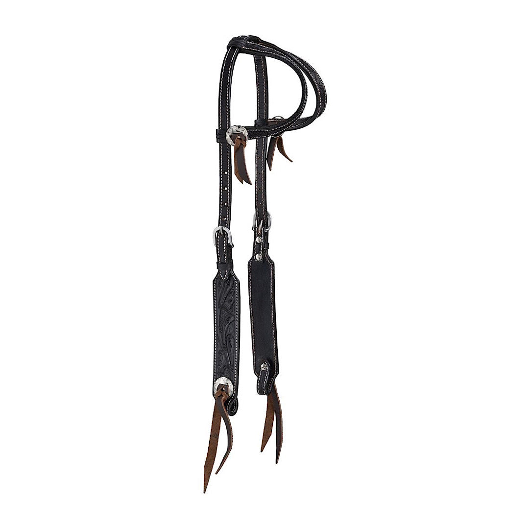 Tough 1 -  Clifton Tooled Chocolate Brown Double Ear Headstall