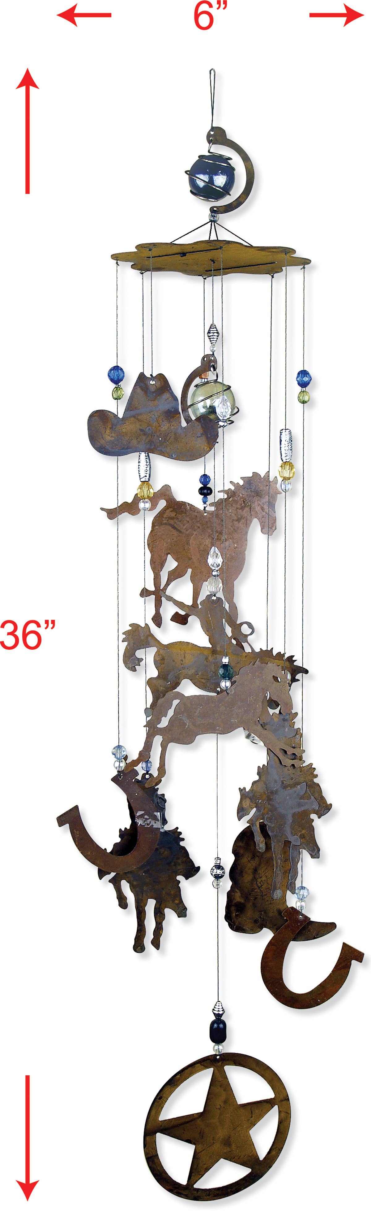 36" Western Cowboy Garden Decor Wind Chimes -  80204