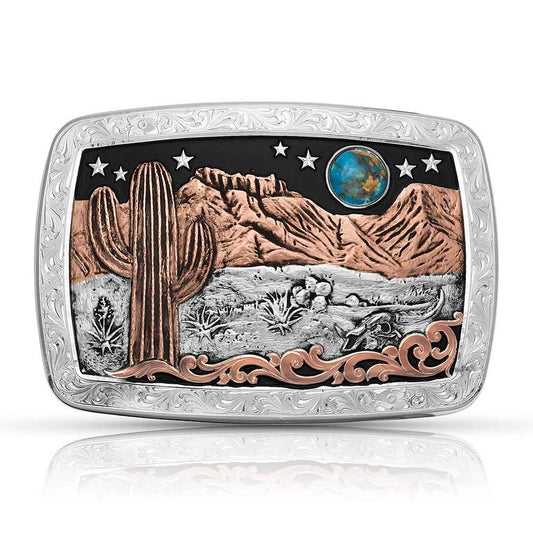 Montana Desert Moon Turquoise Cactus Buckle