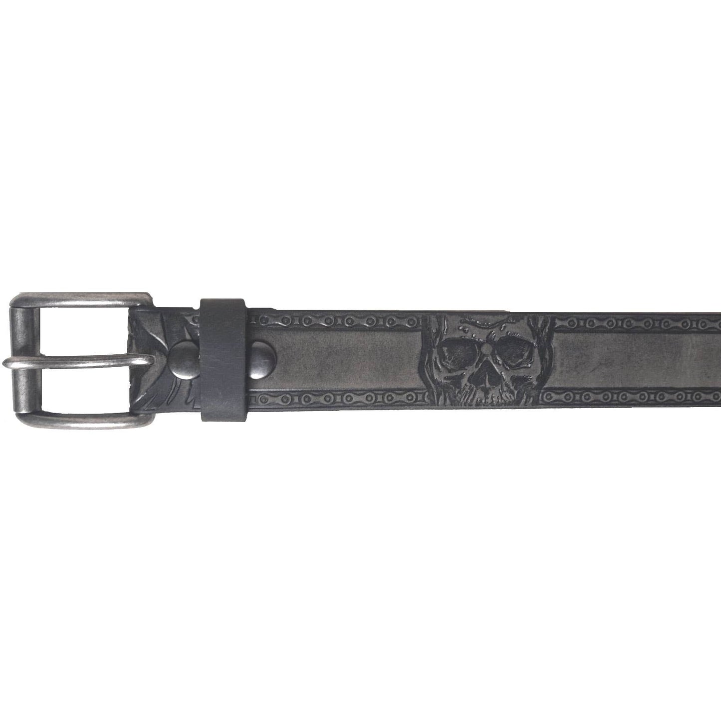 GENUINE LEATHER 40MM SKULL EMBOSSED BELT #1040