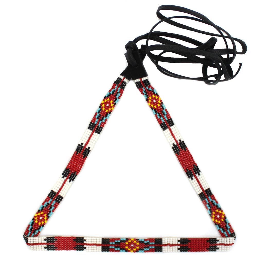 Red Black Blue Beaded Medicine man's Beadwork Cowboy Hatband Belt