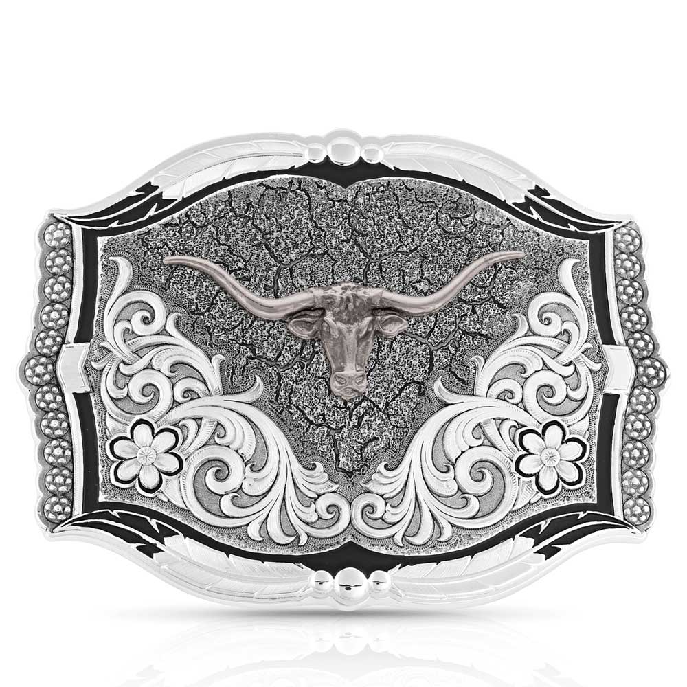 Montana Cracked Earth Monochrome Longhorn Buckle