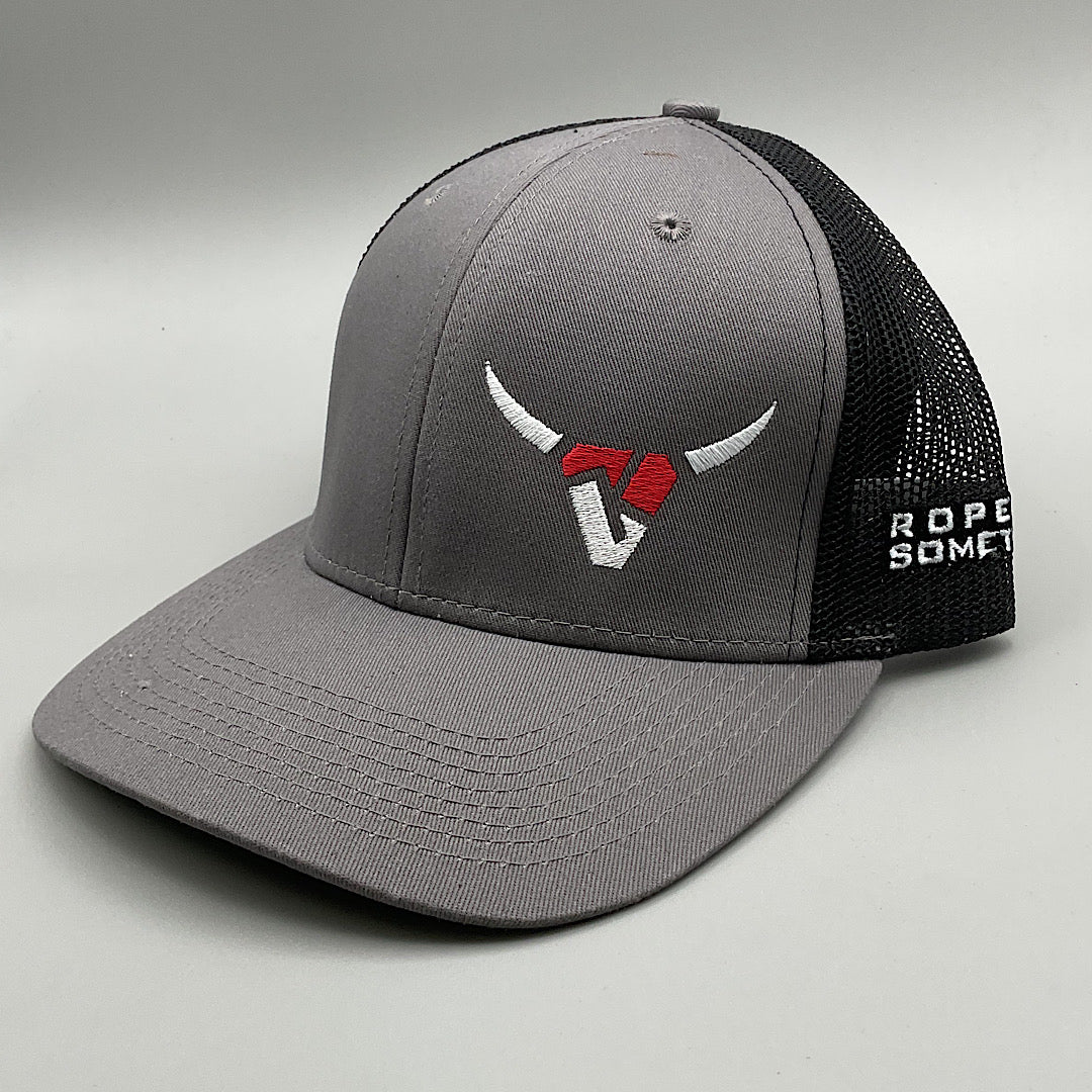 7K Roping - Charcoal & Black Red & White Logo Snap Back Men’s Ball Cap