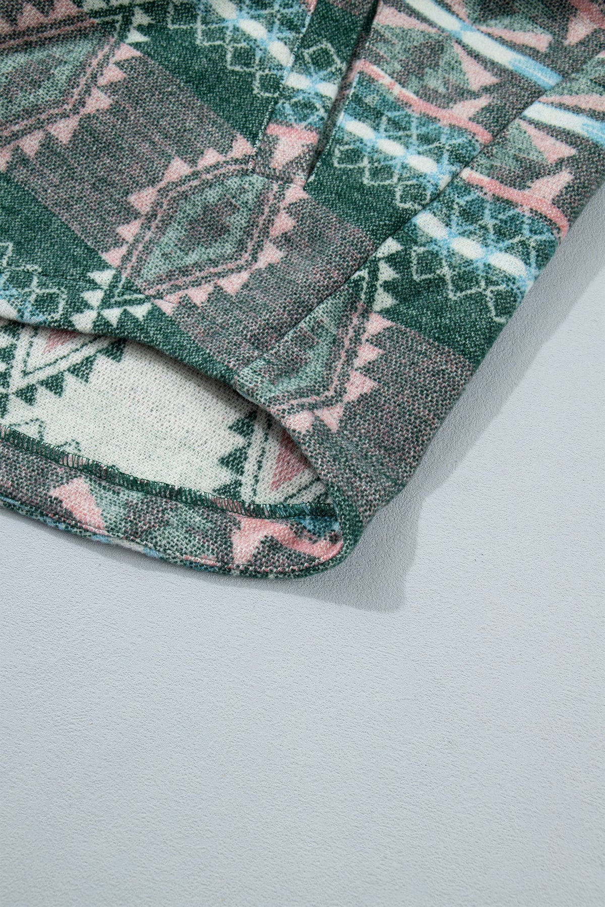 Geometric Print Button Front Long Sleeve Shacket