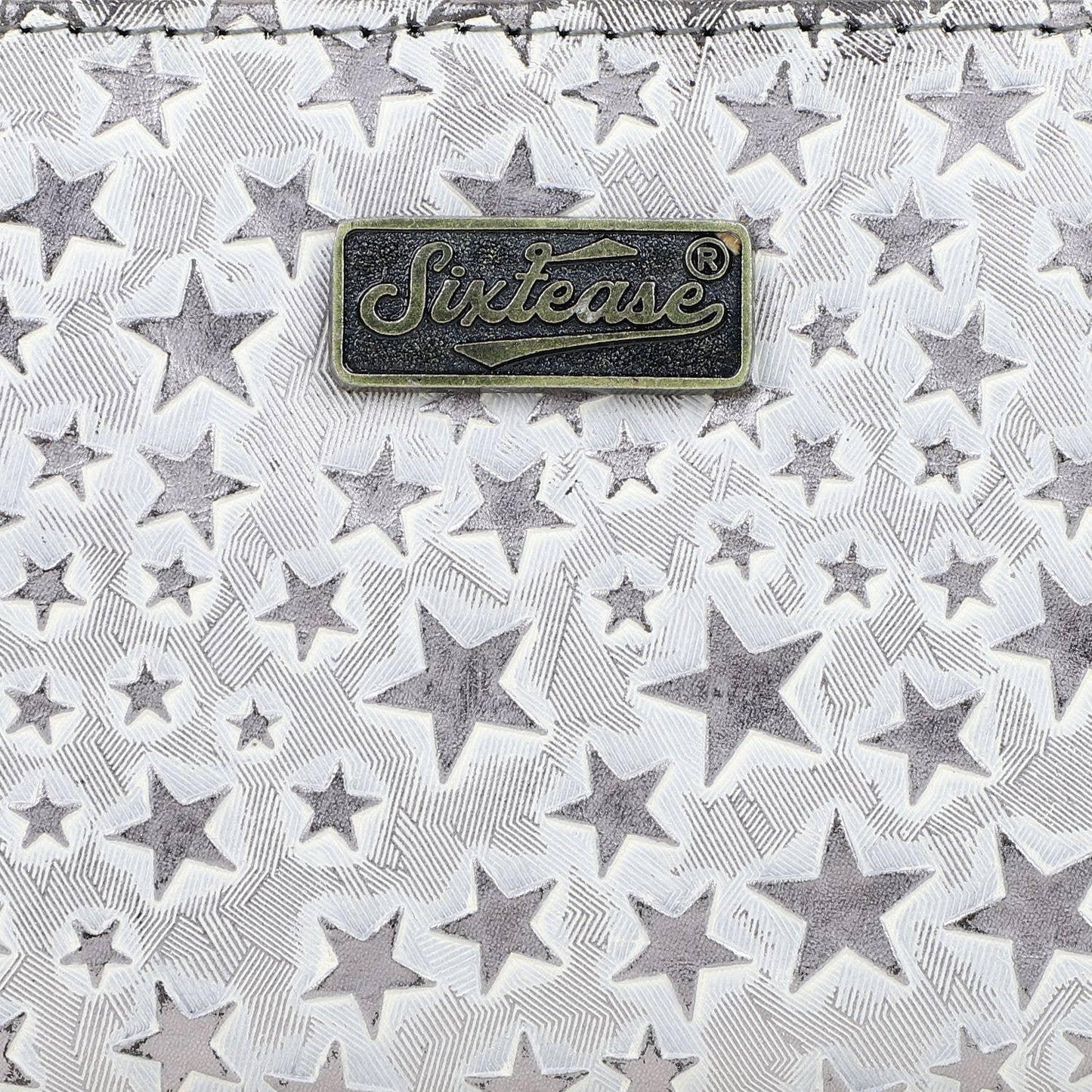 Sixtease Bags - Leather Women's Wallet - Dark Gray Stars