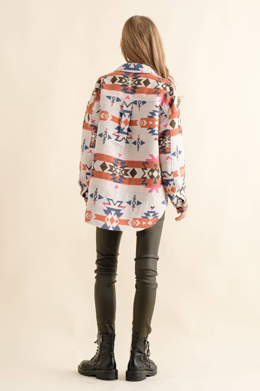 32652J - Jacquard Aztec Western Shirt Jacket