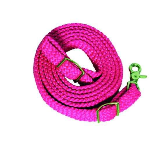 Tough 1 - Hot Pink Cotton Flat Braid Roping Reins