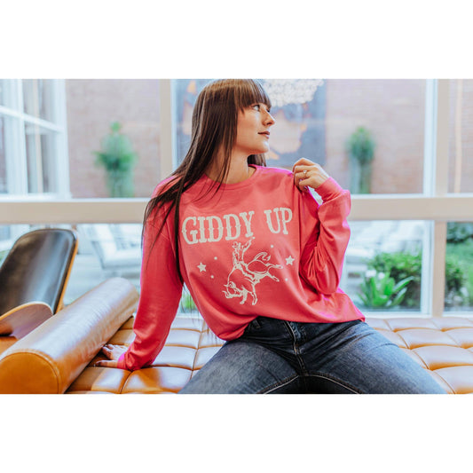 Merigold Kiss - MK270 Giddy Up Light Weight Flocking Sweatshirt - Pink