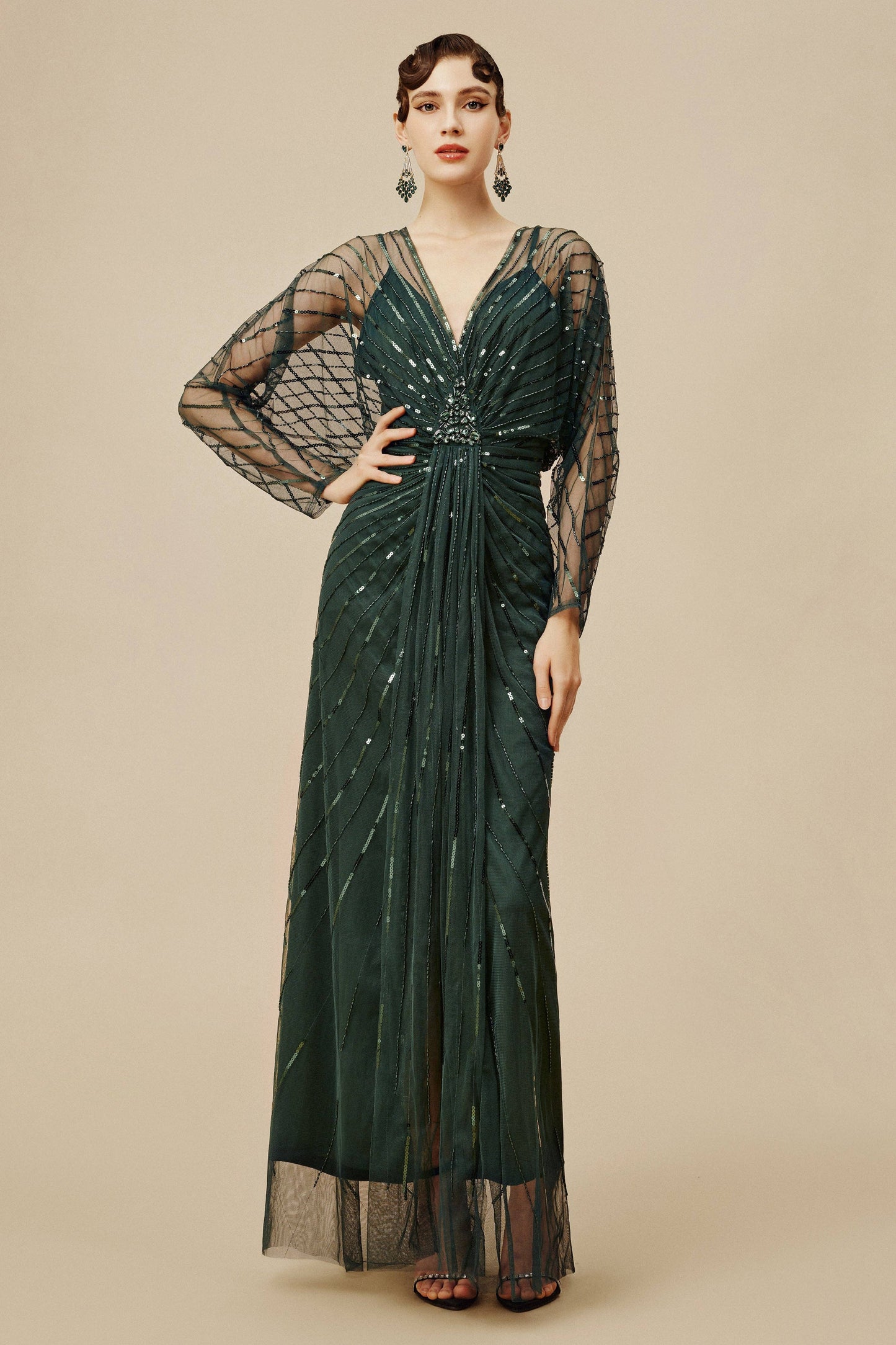 Zouzou Crystal-Encrusted Plus Size Evening Gown
