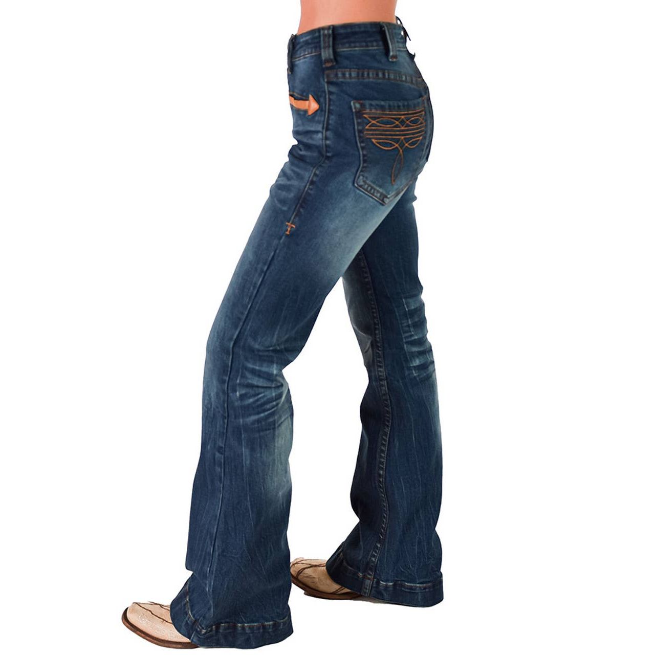~Cowgirl Tough Trouser Jeans - Western Bootstitch