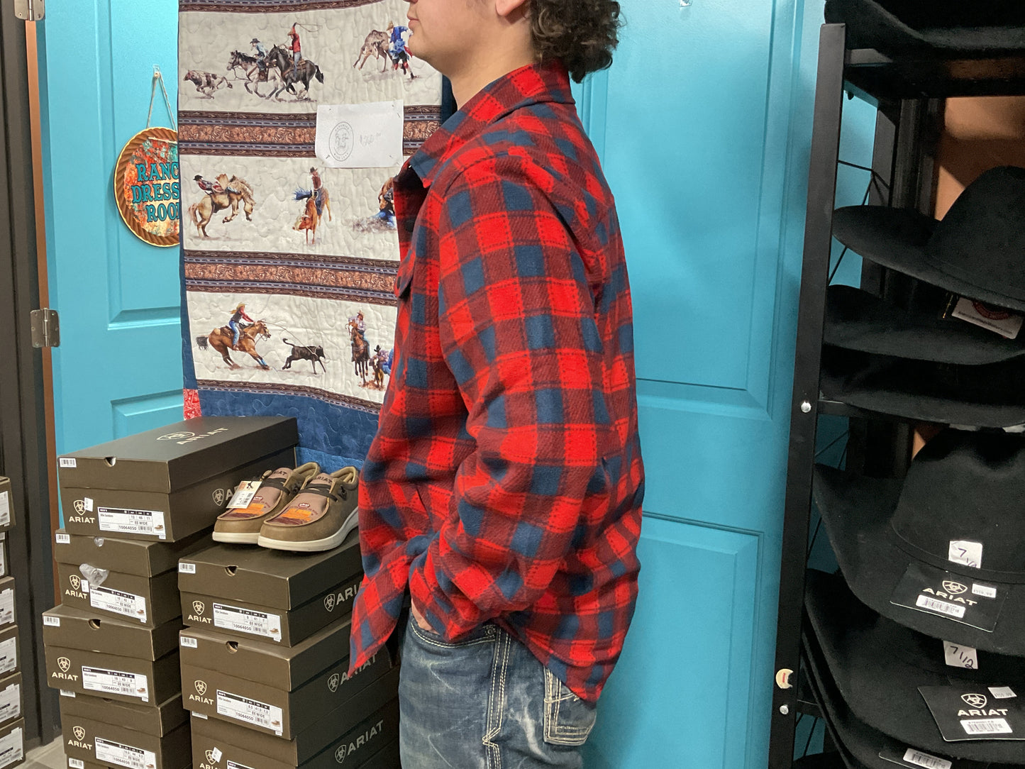 Rock & Roll Men’s Fleece Paid Shacket BM92T07725