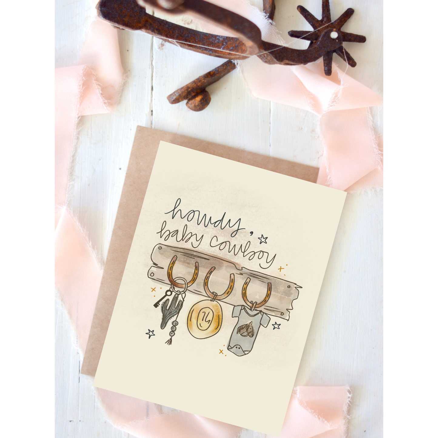 Howdy Baby Cowboy Western Baby Shower Boy Blank Card