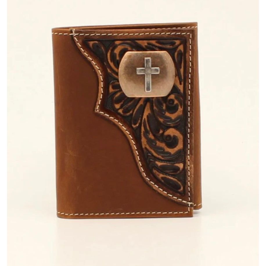 3D Tri Fold Wallet With Cross Concho