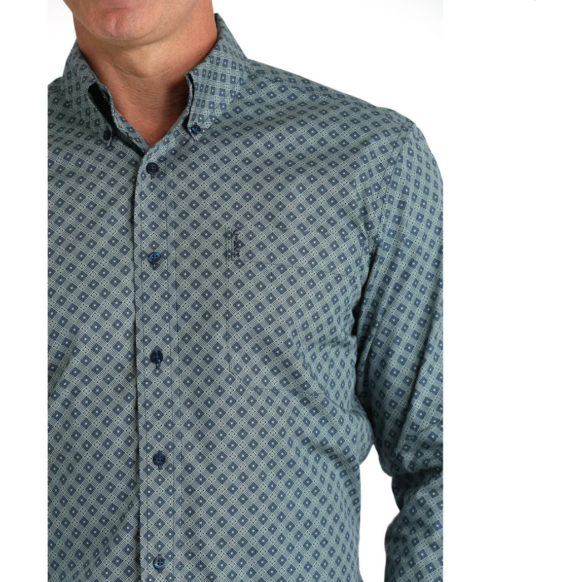 Cinch Men's Geometric Print Modern Fit Button Down Shirt