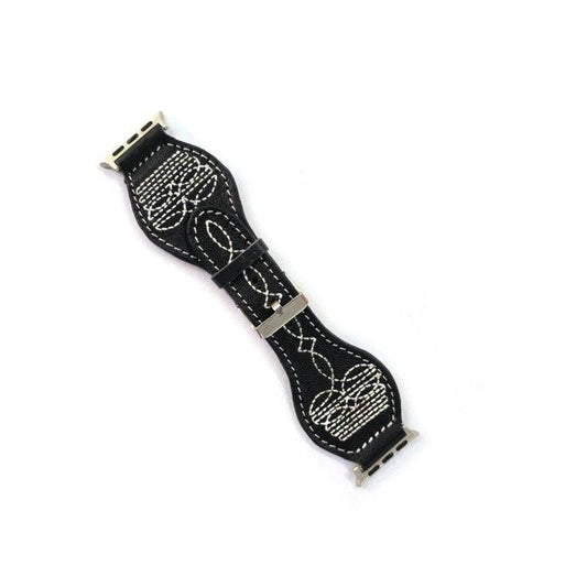 Western Boot Stitch Genuine Leather Apple Watch Band
