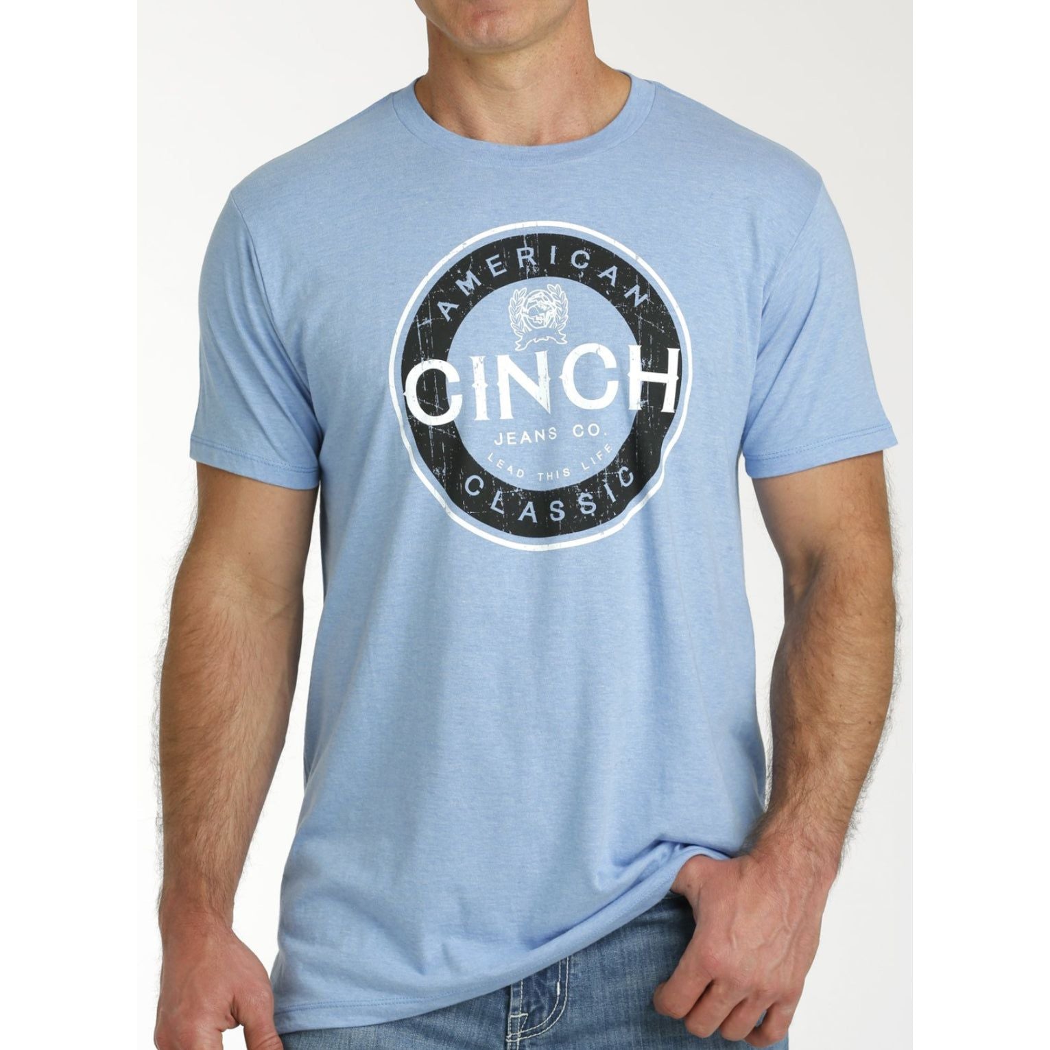 MEN'S CINCH JEANS TEE - LIGHT BLUE