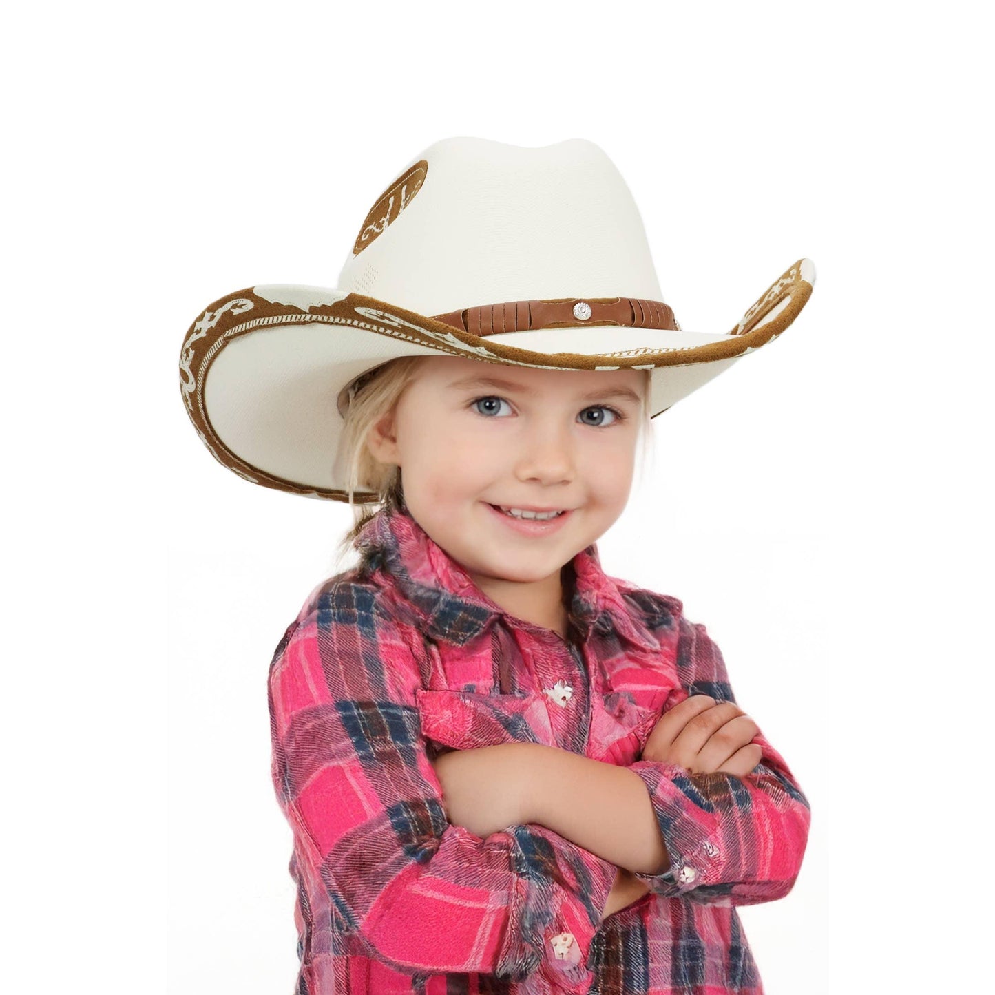Cap Zone - Kids Rodeo Faux Suede Trim Cutter Cowboy Hat