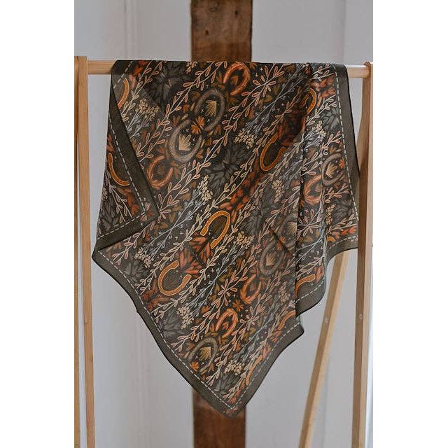 Western Harvest in Deep Juniper Silk Cowgirl Wild Rag Scarf