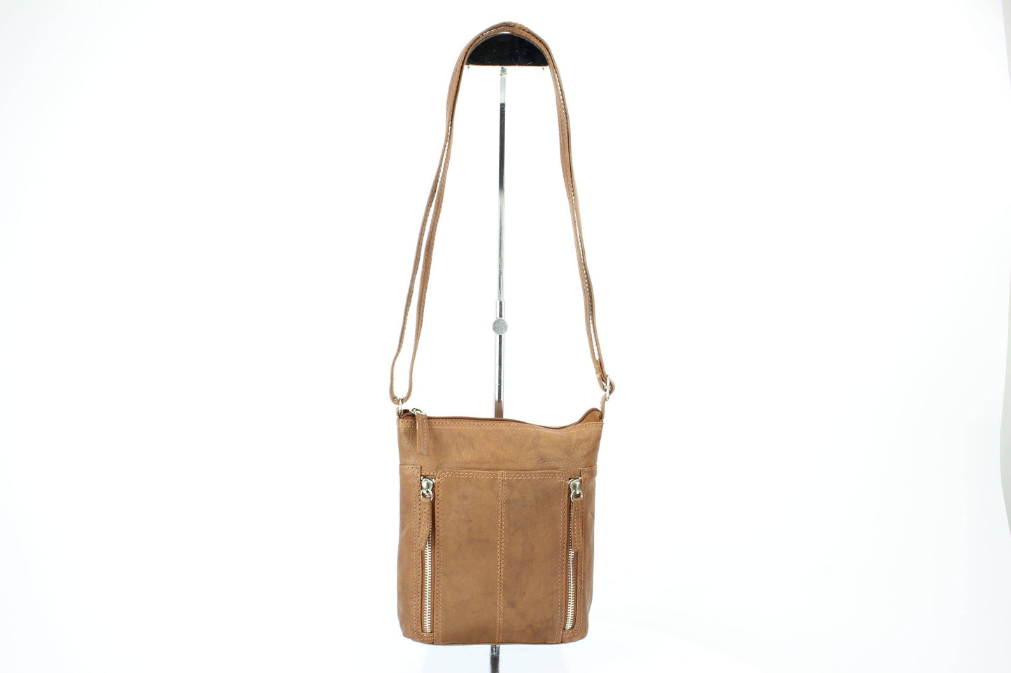 Anchorage Slim Leather Crossbody | Double Zip Detail RB 156