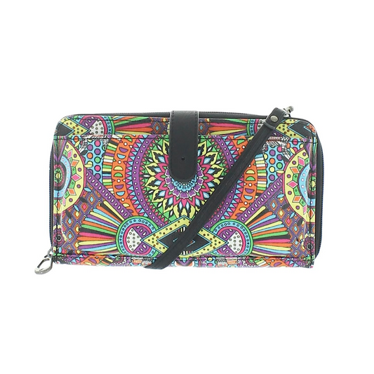 SakRoots - Artist Circle Geometric Print Faux Leather Crossbody Wallet 1000075138
