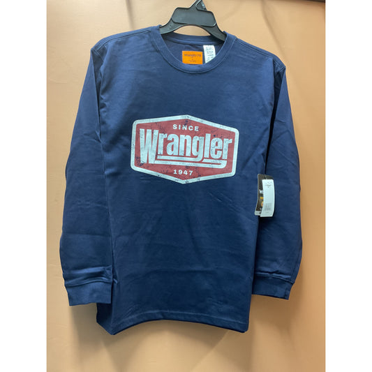 WRANGLER® FR FLAME-RESISTANT, Long Sleeve Tee Work Shirt, Navy 112366289