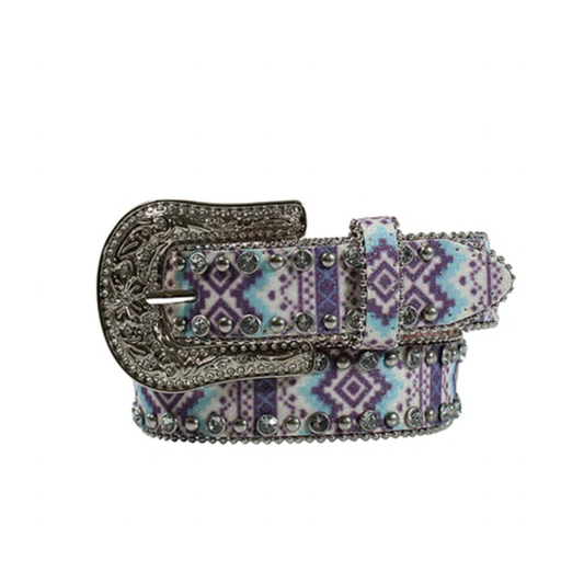 Angel Ranch Kids Belt - Purple Glitter Aztec D130002597