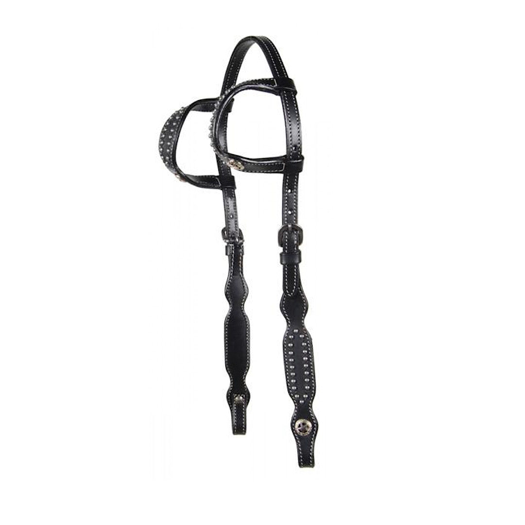 Cavalier - Sierra Holland Studded Double Ear Black Leather Headstall 284011-6