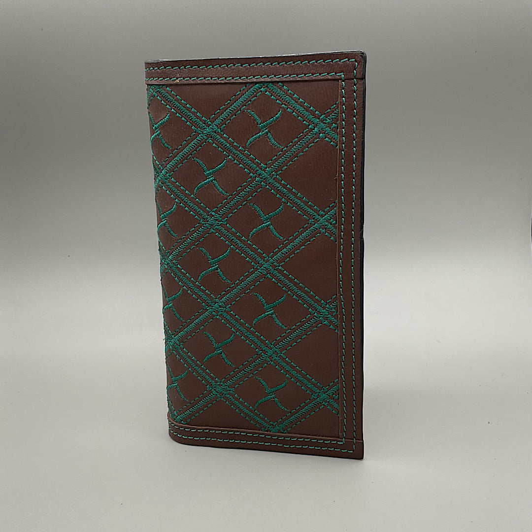 Twisted X - Brown Leather With Teal X Stitching Checkbook Cover/Rodeo Wallet XRC-11