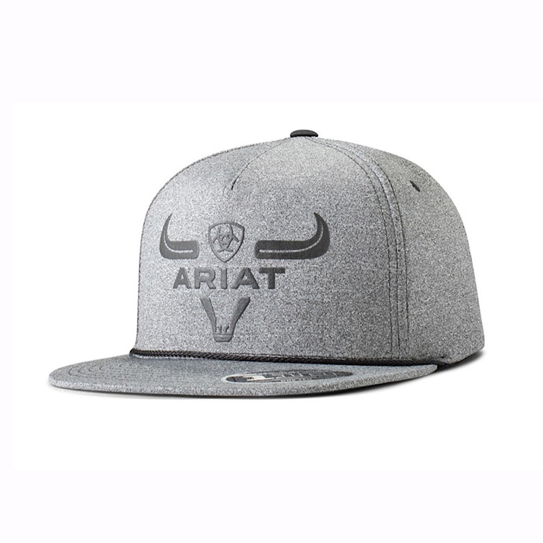 Ariat -  Grey With Ariat Longhorn Embroidered Logo Snap Back Men’s Ball Cap A300083301