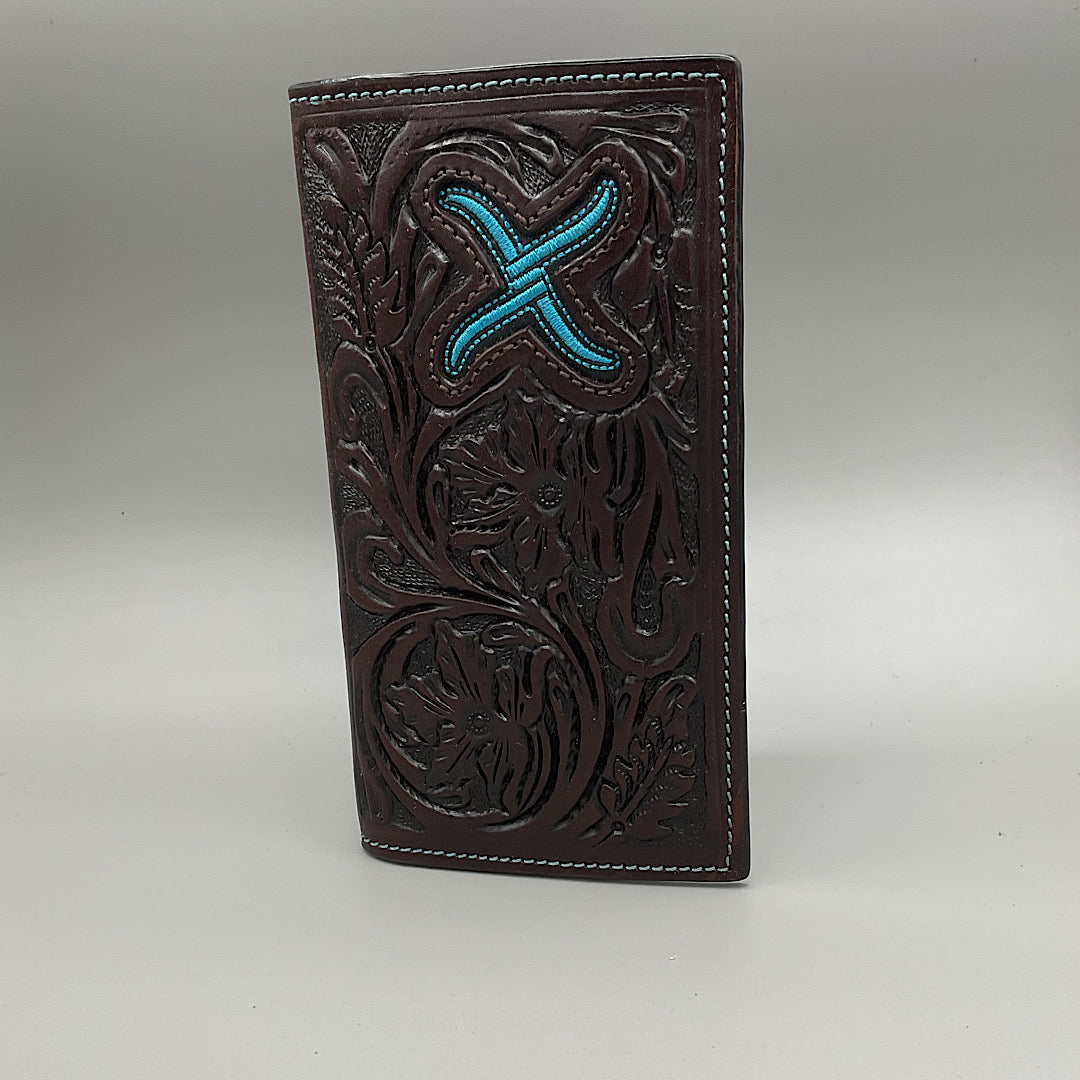 Twisted X - Brown Tooled Leather Men’s Checkbook Cover/Rodeo Wallet XRC-1001