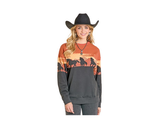 Rock & Roll Horse Border Sweatshirt