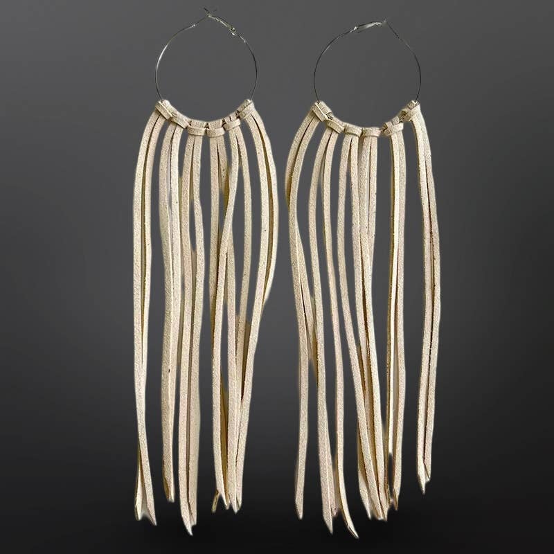Western Suede Leather Hoop Earrings