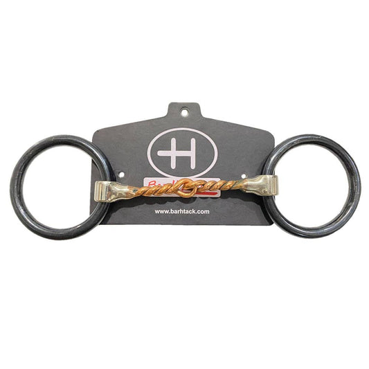 Bar H Equine Western O Ring Twisted Copper Wire Horse Snaffle Bit Black
