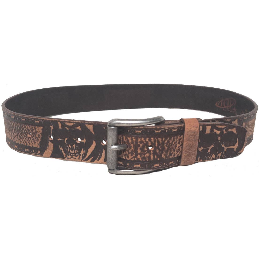 GENUINE LEATHER 40MM SKULL EMBOSSED BELT #1040