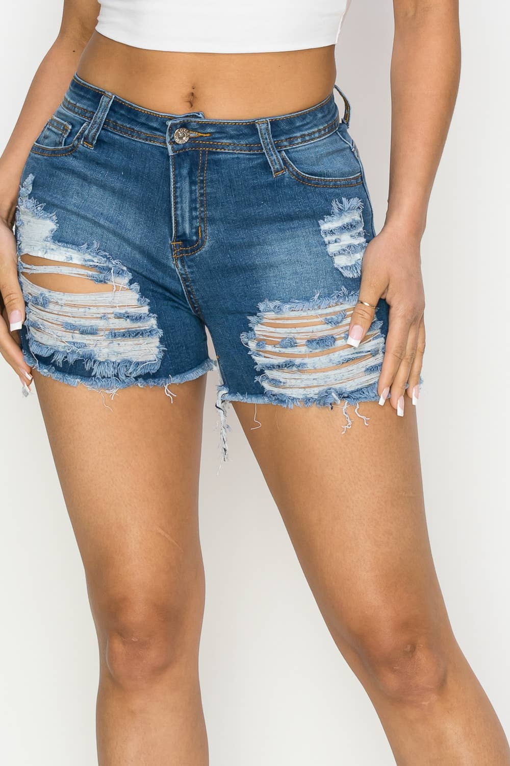 HIGH WAISTED SUPER-STRETCH DENIM SHORTS S-2102 2108 2109