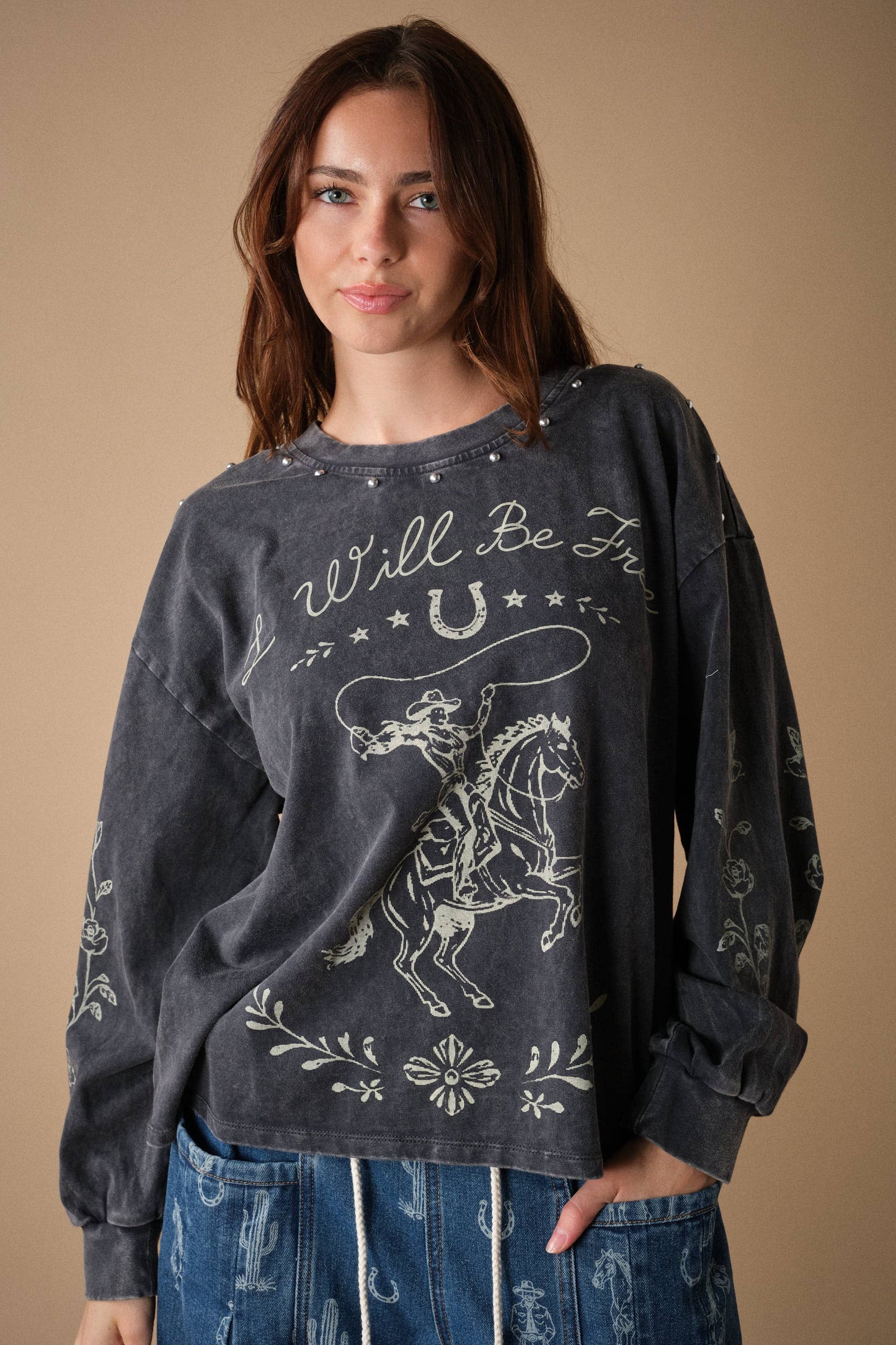 Blue B Western Studded Graphic Sweatshirt 53012T