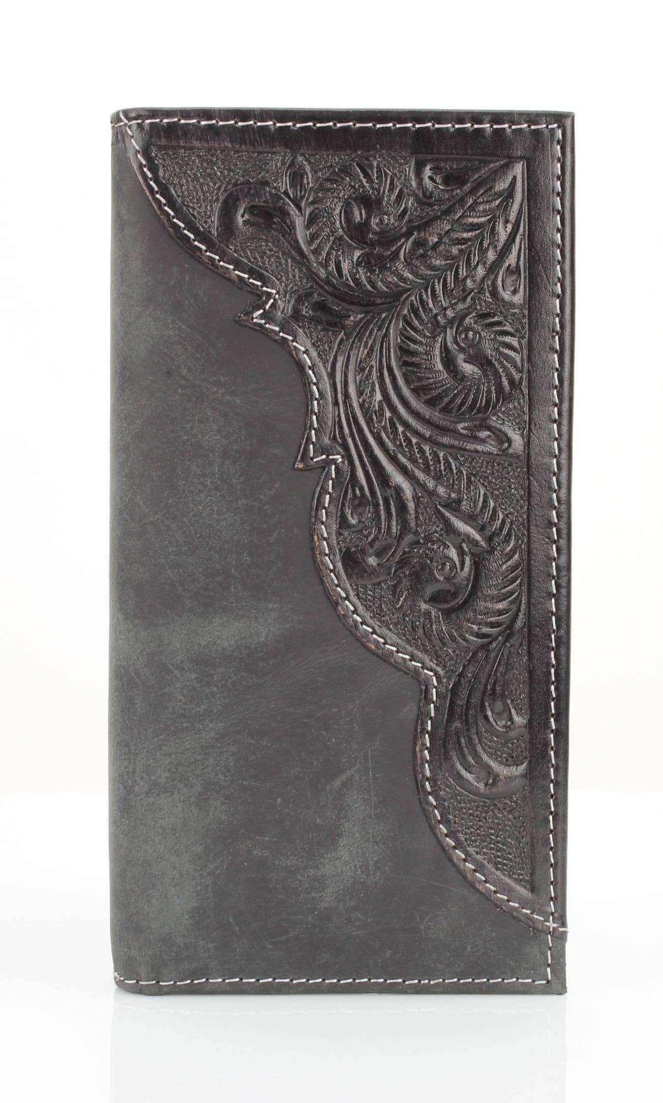 Oil Pull Up Tooled Leather Accent Rodeo Wallet ABW027