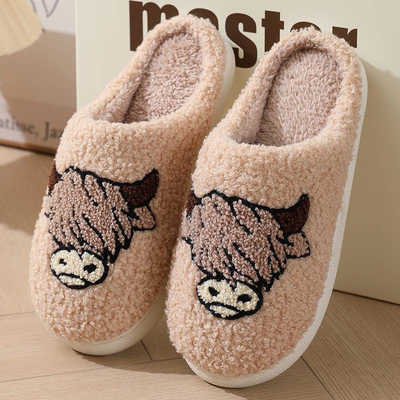 Western Bull Knit Plush Home Slippers