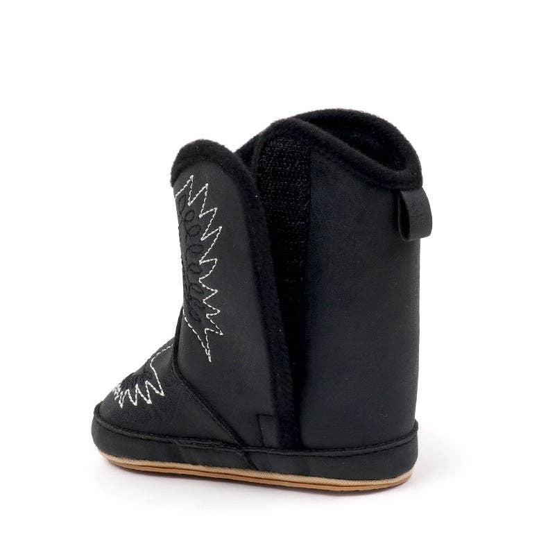 Black pleather baby  boots with velcro