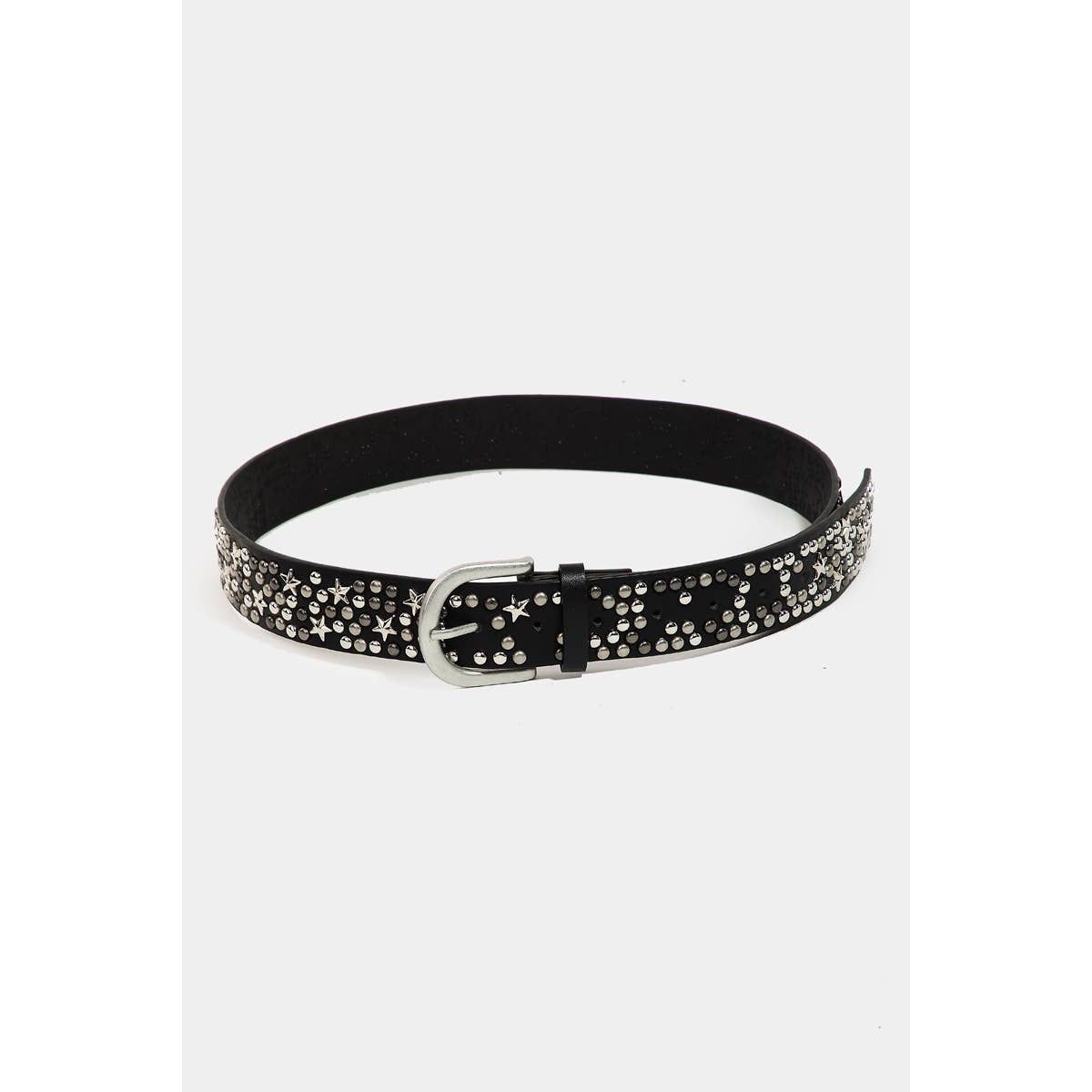 Metallic Stars And Stud Vegan Leather Belt
