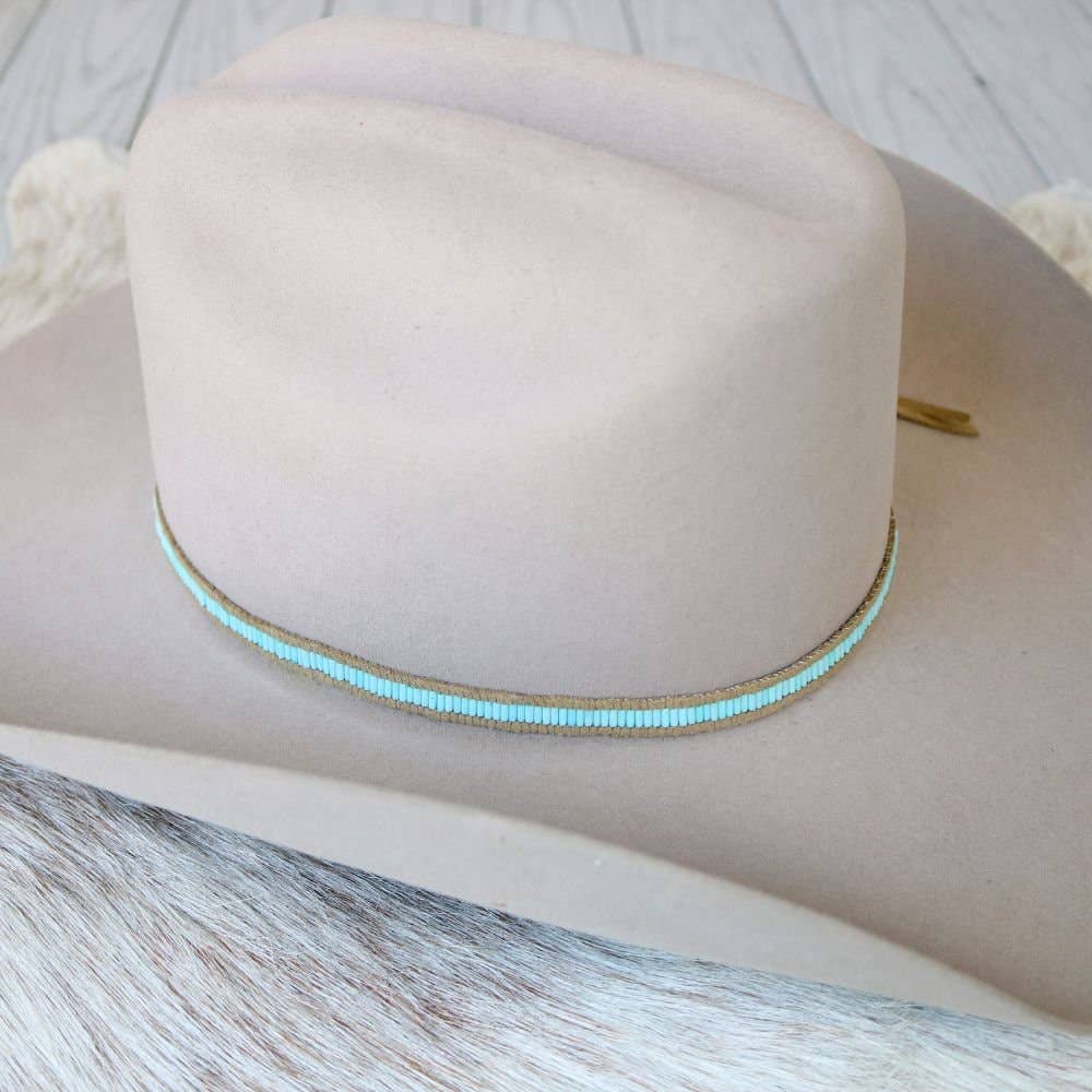 Lane Stitch Pale Blue Beaded Hat Band