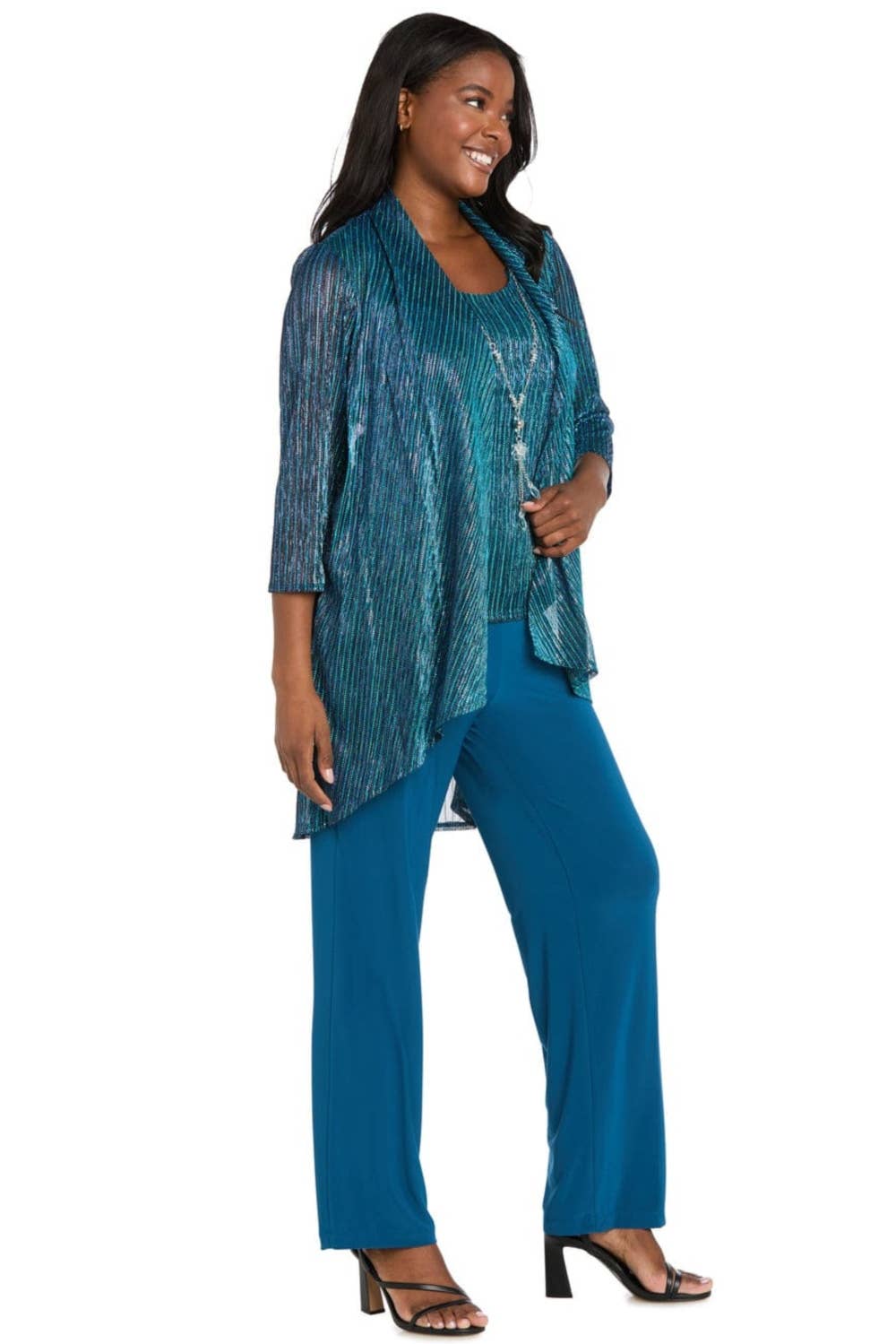 RM Richards Metallic 3-Piece Evening Pants Suit