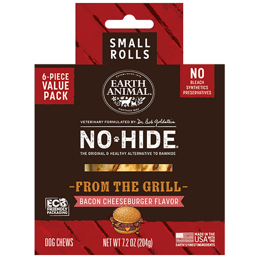 Earth Animal Dog No Hide Roll From The Grill Bacon Cheessburger Sm 6pk