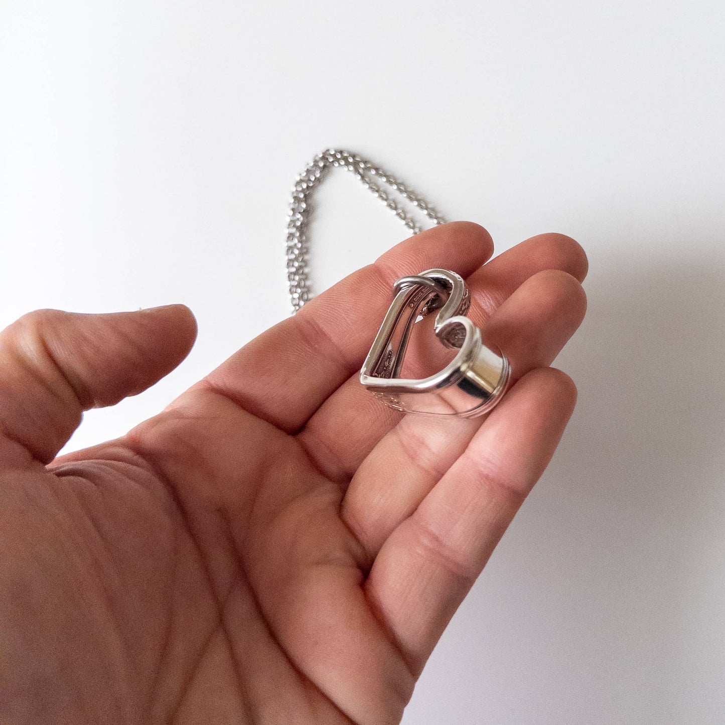 Bent Heart Silverware Necklace