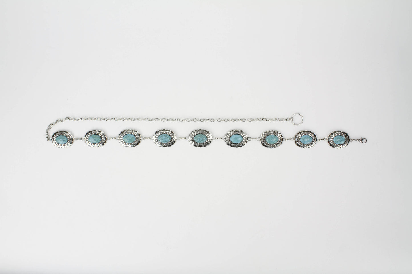 Women’s Turquoise Silver Concho Chain Belt ABB MTL 1011