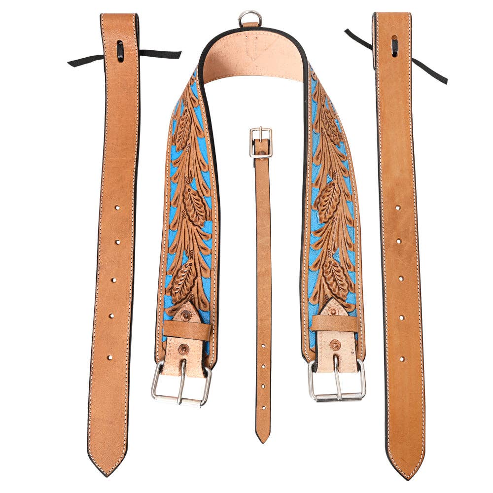 HILASON Horse Western Carved Leather Rear Flank Back Cinch Girth Saddle Billets Comfytack | Billet Strap
