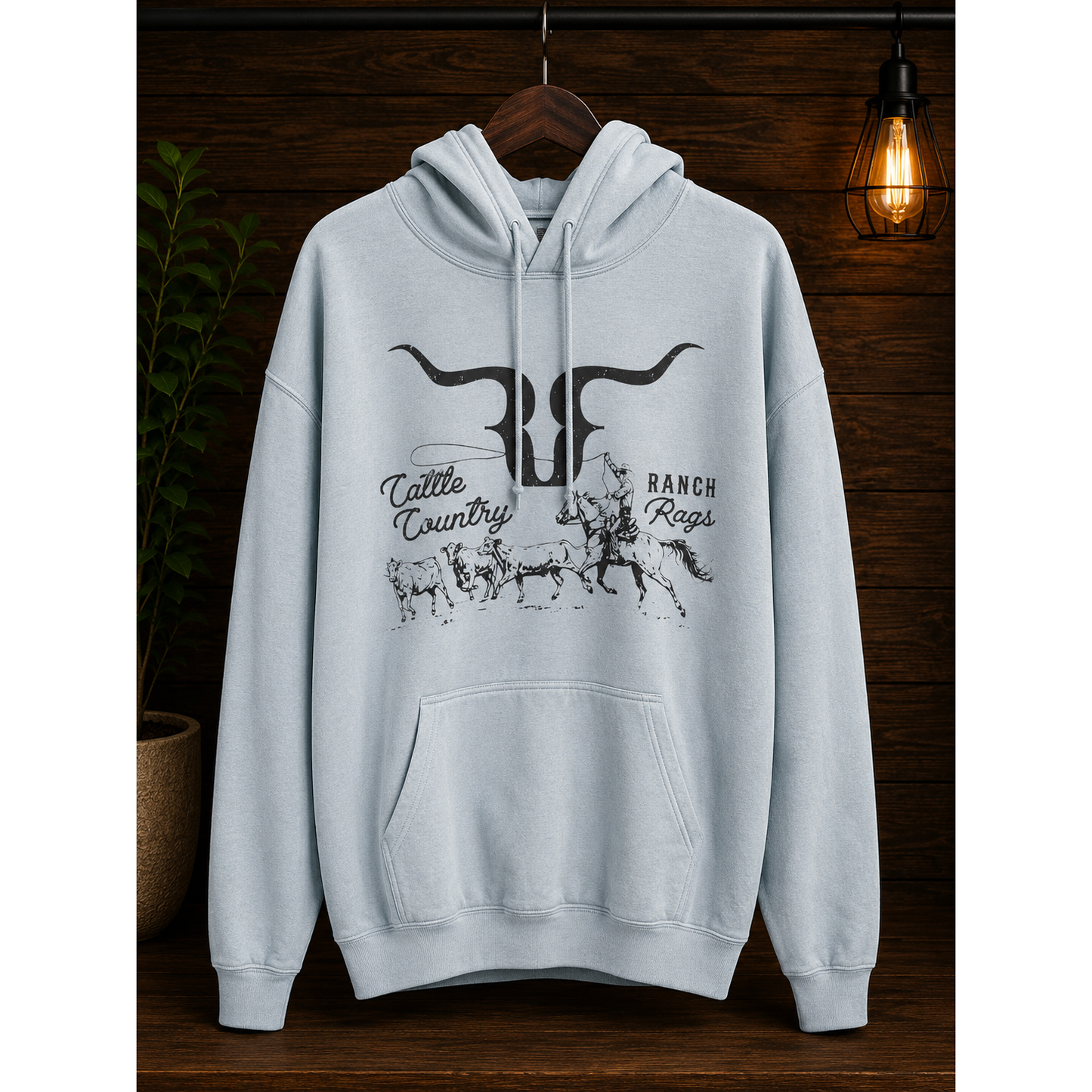 RanchRag's Longhorn Cattle Country Hoodie
