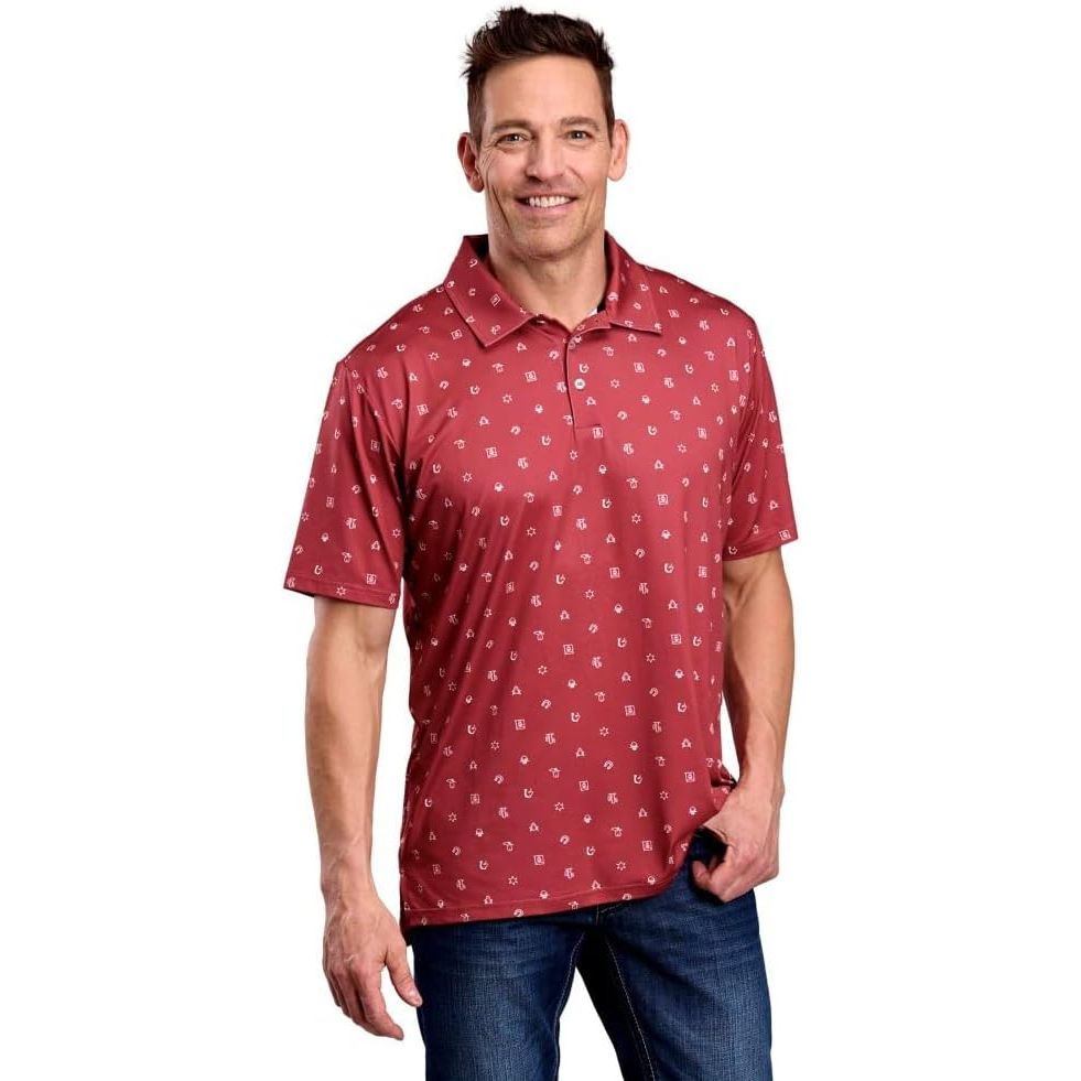 ROPER Western Shirt Mens S/S Polo UPF 50 Red 03-073-0224-0424 RE