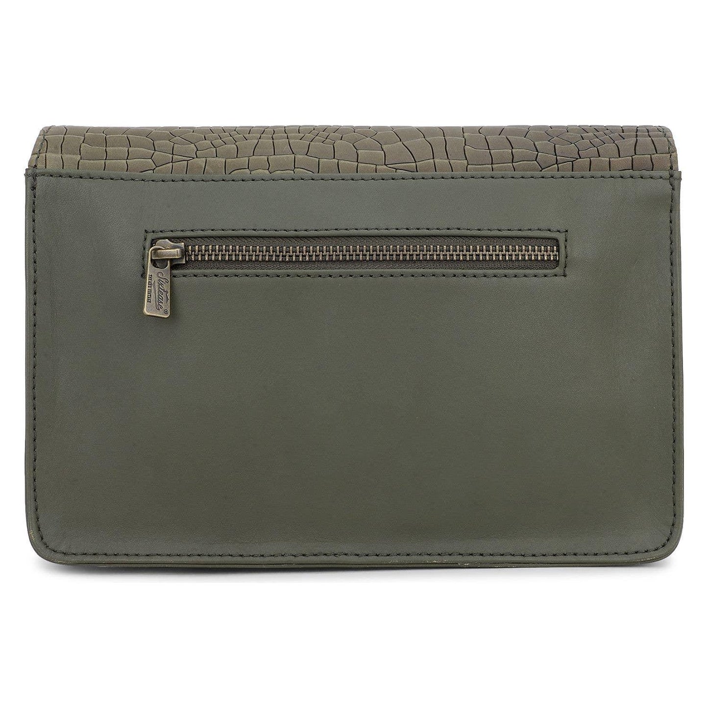 Sixtease Bags - Leather Womens Clutch Bag - Olive Croco Print