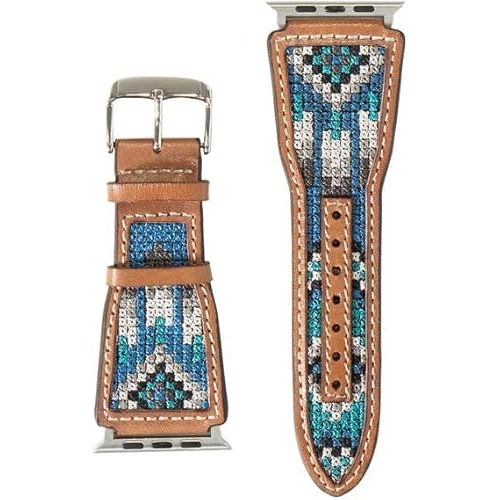 Nocona Western Watch Band Mens Aztec Embroidery Blue 38-40mm N3101827